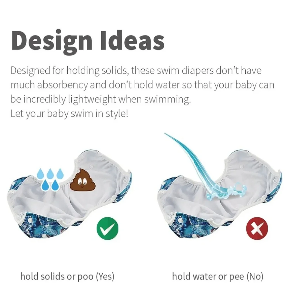 ALVA Baby Baby - Baby swim diapers, 3 pieces, reusable, washable and adjustable